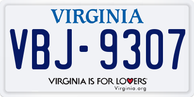 VA license plate VBJ9307