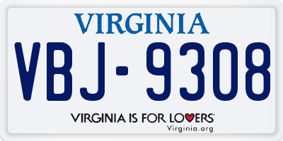 VA license plate VBJ9308