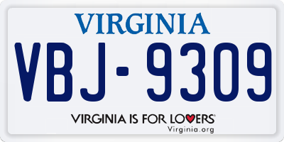VA license plate VBJ9309