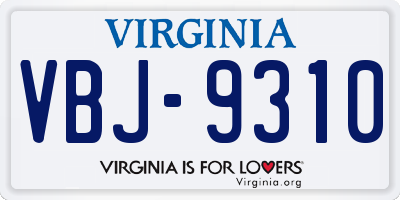 VA license plate VBJ9310
