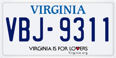 VA license plate VBJ9311