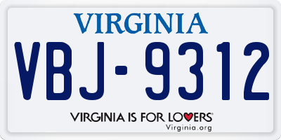 VA license plate VBJ9312