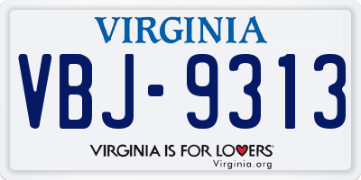 VA license plate VBJ9313