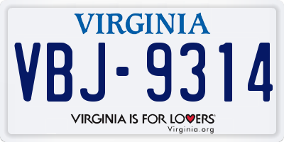 VA license plate VBJ9314