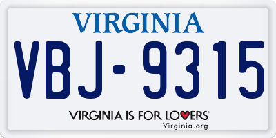 VA license plate VBJ9315
