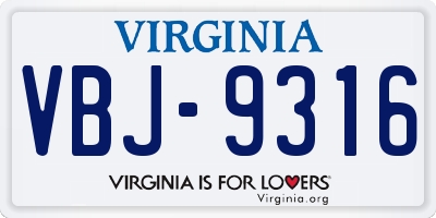 VA license plate VBJ9316