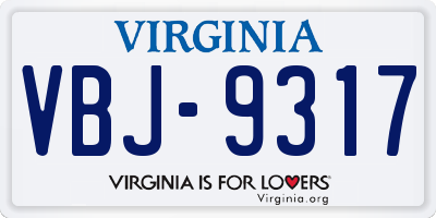 VA license plate VBJ9317