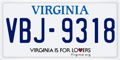 VA license plate VBJ9318
