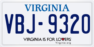 VA license plate VBJ9320