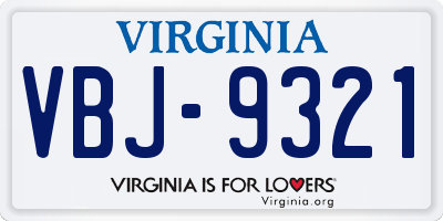 VA license plate VBJ9321