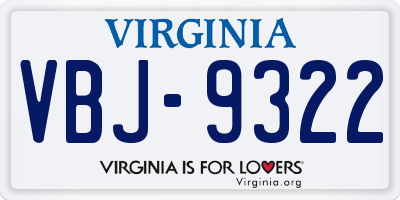 VA license plate VBJ9322