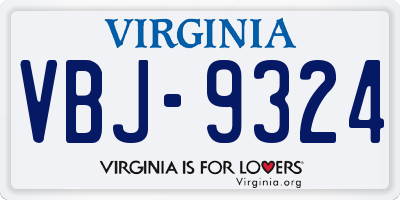 VA license plate VBJ9324