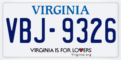 VA license plate VBJ9326