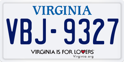 VA license plate VBJ9327