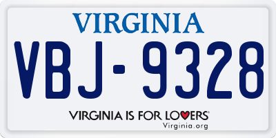 VA license plate VBJ9328