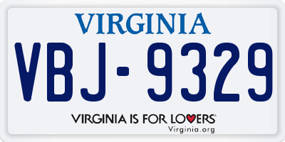 VA license plate VBJ9329
