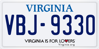 VA license plate VBJ9330