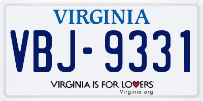 VA license plate VBJ9331
