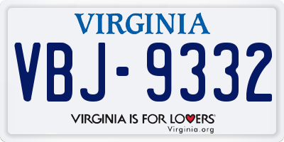 VA license plate VBJ9332