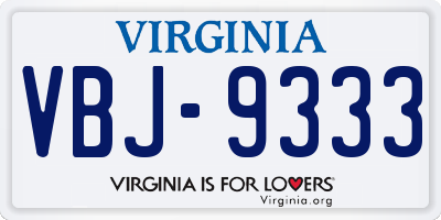 VA license plate VBJ9333
