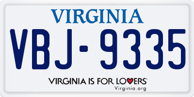 VA license plate VBJ9335