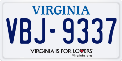 VA license plate VBJ9337