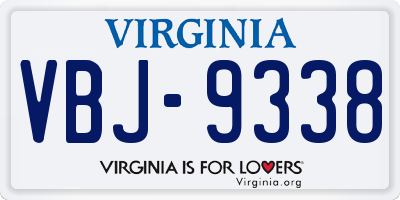 VA license plate VBJ9338