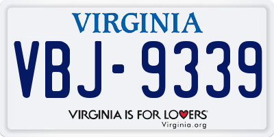 VA license plate VBJ9339