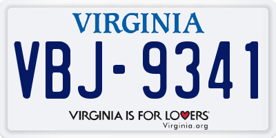 VA license plate VBJ9341
