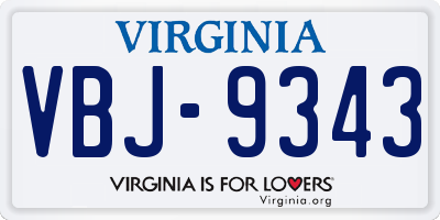 VA license plate VBJ9343