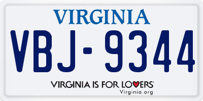VA license plate VBJ9344