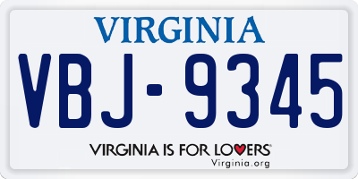 VA license plate VBJ9345