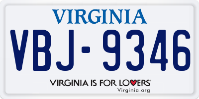 VA license plate VBJ9346