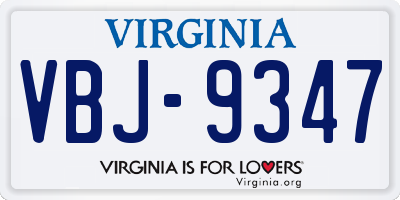 VA license plate VBJ9347