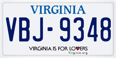 VA license plate VBJ9348