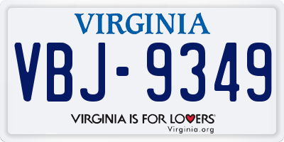 VA license plate VBJ9349