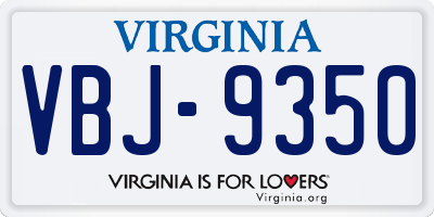 VA license plate VBJ9350