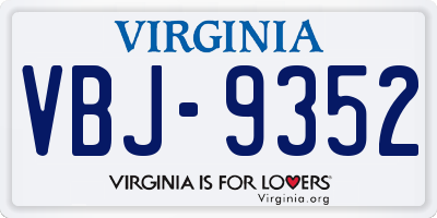 VA license plate VBJ9352