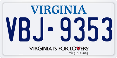 VA license plate VBJ9353