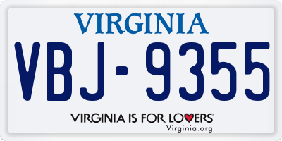 VA license plate VBJ9355