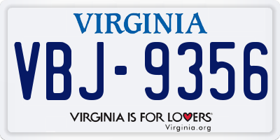 VA license plate VBJ9356