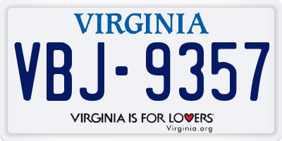VA license plate VBJ9357