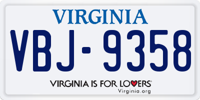 VA license plate VBJ9358