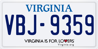 VA license plate VBJ9359