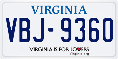 VA license plate VBJ9360