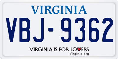VA license plate VBJ9362