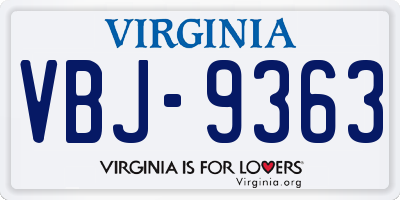 VA license plate VBJ9363