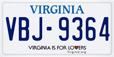VA license plate VBJ9364