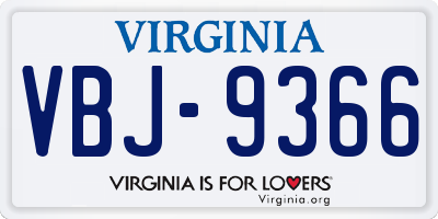 VA license plate VBJ9366
