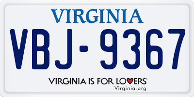 VA license plate VBJ9367
